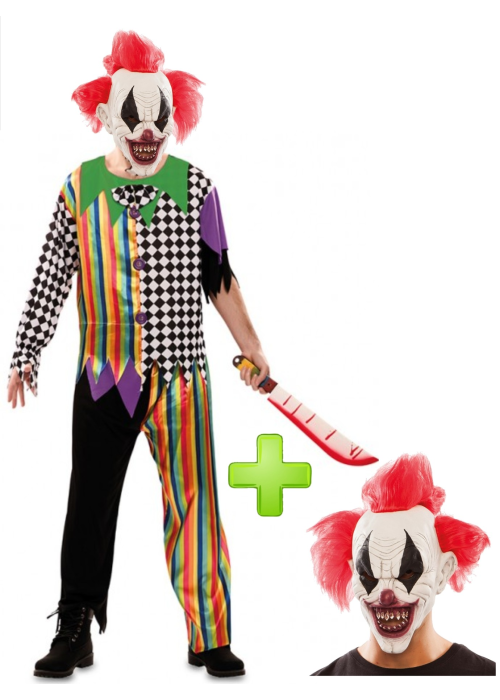 Mozorro Clown Maltzur batekin maskara - Halloween Jantziak