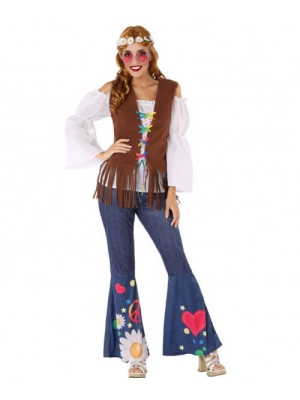 Fantasia de Hippie Marron Mulher