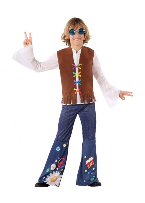 Disfraz de Hippie Marron Niño - Disfraces de Hippie para Niño