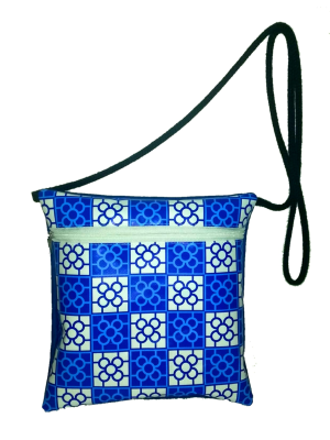 Bolsa Tiracolo Azulejo Azul Lona