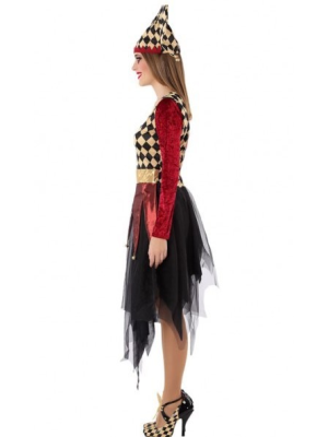 Disfraz de Arlequin Burdeos y Beige - Disfraces Halloween Mujer
