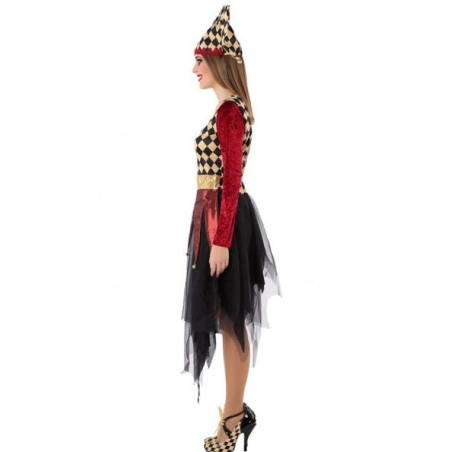 Disfraz de Arlequin Burdeos y Beige - Disfraces Halloween Mujer
