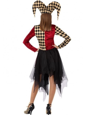Disfraz de Arlequin Burdeos y Beige - Disfraces Halloween Mujer