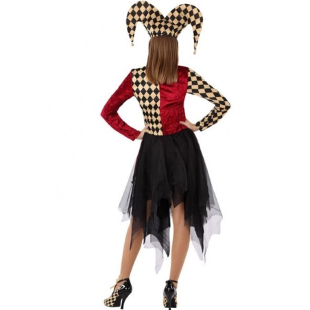 Disfraz de Arlequin Burdeos y Beige - Disfraces Halloween Mujer