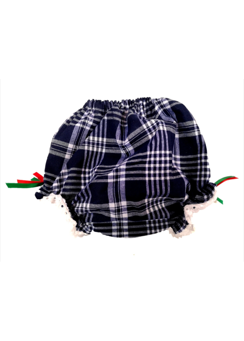 Cubrepañal de Cuadros con Puntilla - Trajes Vascos Bebe