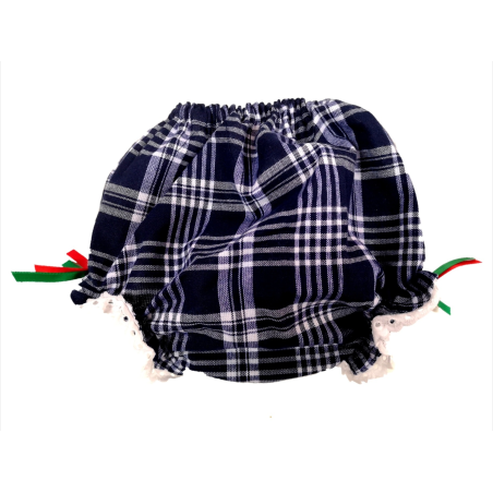 Cubrepañal de Cuadros con Puntilla - Trajes Vascos Bebe