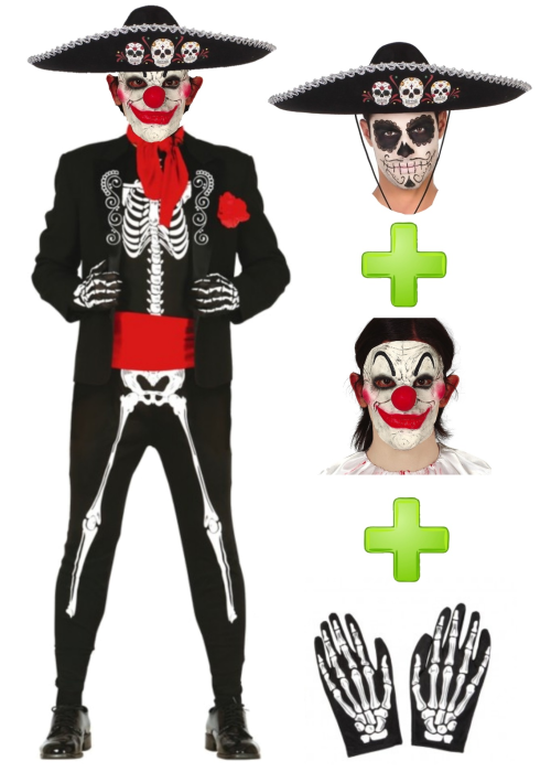 Disfraz de Catrino Payaso para Hombre - Disfraces Halloween Esqueletos