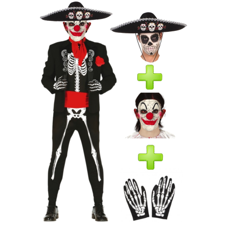 Disfraz de Catrino Payaso para Hombre - Disfraces Halloween Esqueletos