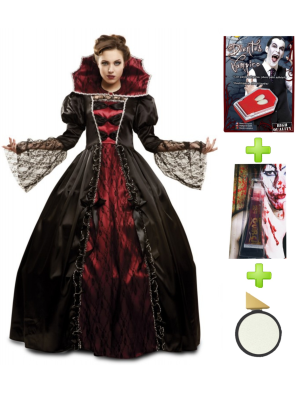 Disfraz de Vampiresa Deluxe con Set Caracterizacion - Packs Disfraces Halloween