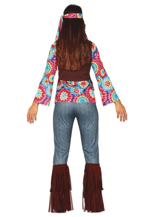GLEEMEN Conjunto de Disfraz de Hippie para Mujer, con Poncho y Accesorios, Ropa Hippie Años 60/70, Atuendo Disco, Accesorios Hippies, Disfraz Para