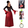 Disfraz de Vampiresa burdeos con set caracterizacion - Packs Disfraces Halloween