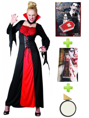 Disfraz de Vampiresa Roja con set de caracterizacion - Disfraces Halloween - Packs Disfraces Halloween