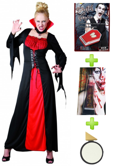 Vestit de Vampir Vermell amb un conjunt de personatges Vestits d'Halloween