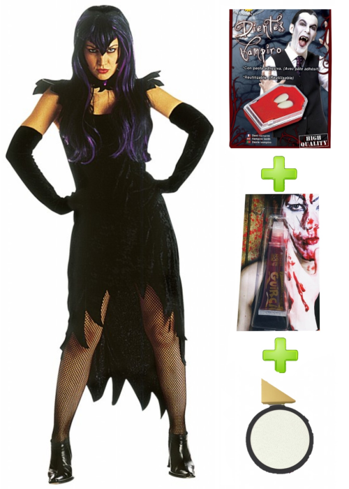 Disfraz de Vampiresa Dark Mistress con set caracterizacion - Packs Disfraces Halloween