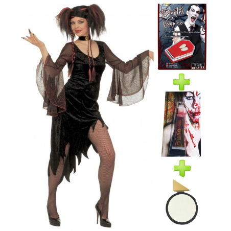 Disfraz de Vampiresa Mistress con set caracterizacion - Packs Disfraces Halloween