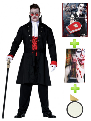 Disfraz de Vampiro Gotico con set de caracterizacion - Packs Disfraces Halloween