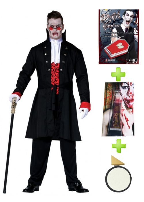Disfraz de Vampiro Gotico con set de caracterizacion - Packs Disfraces Halloween